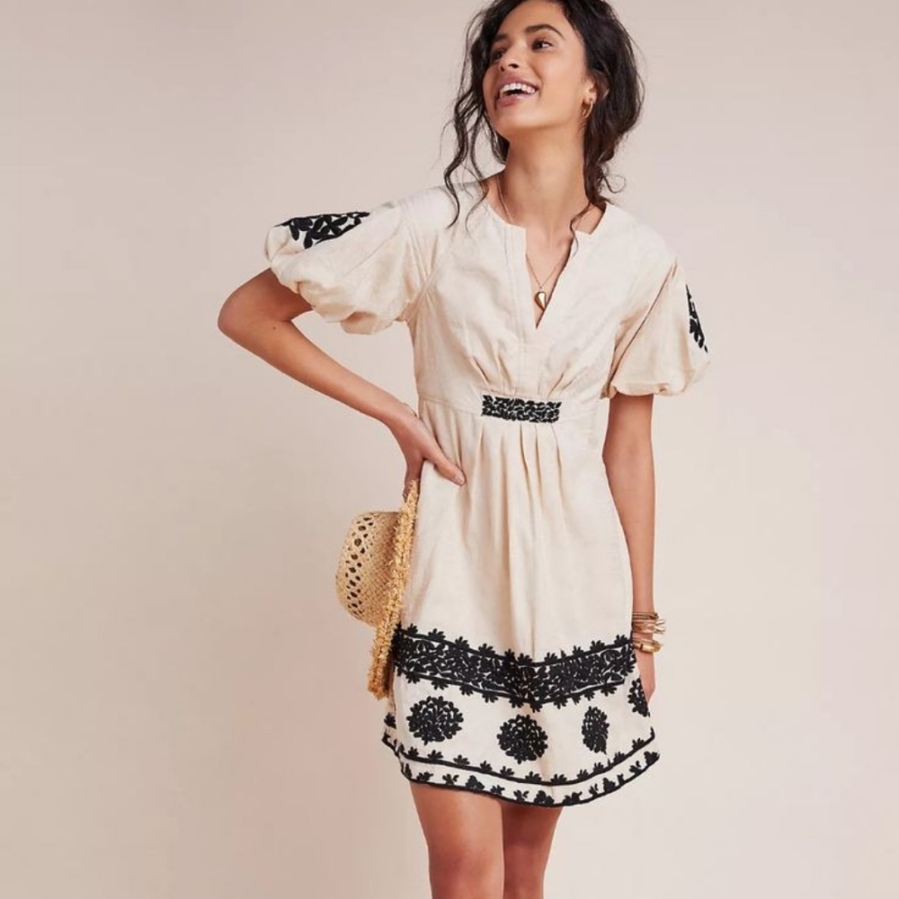 Anthropologie Orla Embroidered Mini Dress - US 6